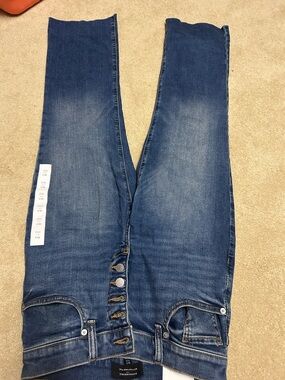Banana Republic Medium Blue High Rise Flare Jeans with Button Front